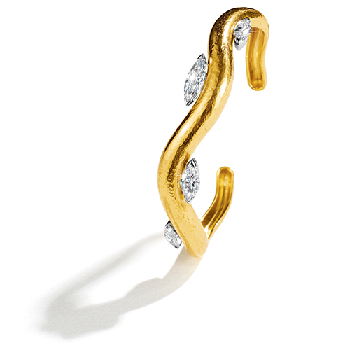 Belperron-Marquise-Wave-Cuff in Virgin-Gold and Diamond