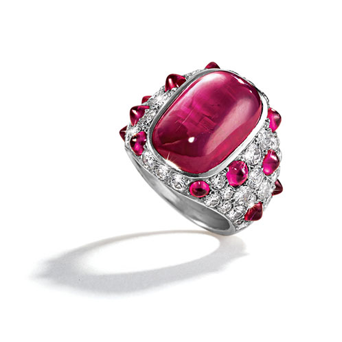 Vintaga-a-Pois-Ring in Ruby and Diamond