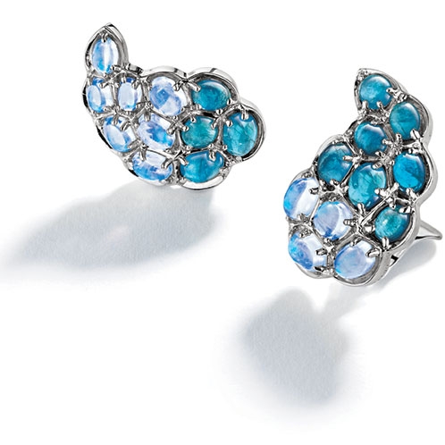 Paisley-Serti-Couteau-Earclips in Apatite and Moonstone