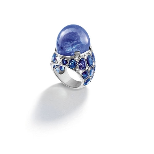 Stained-Glass-Ring in Sapphire and Diamond