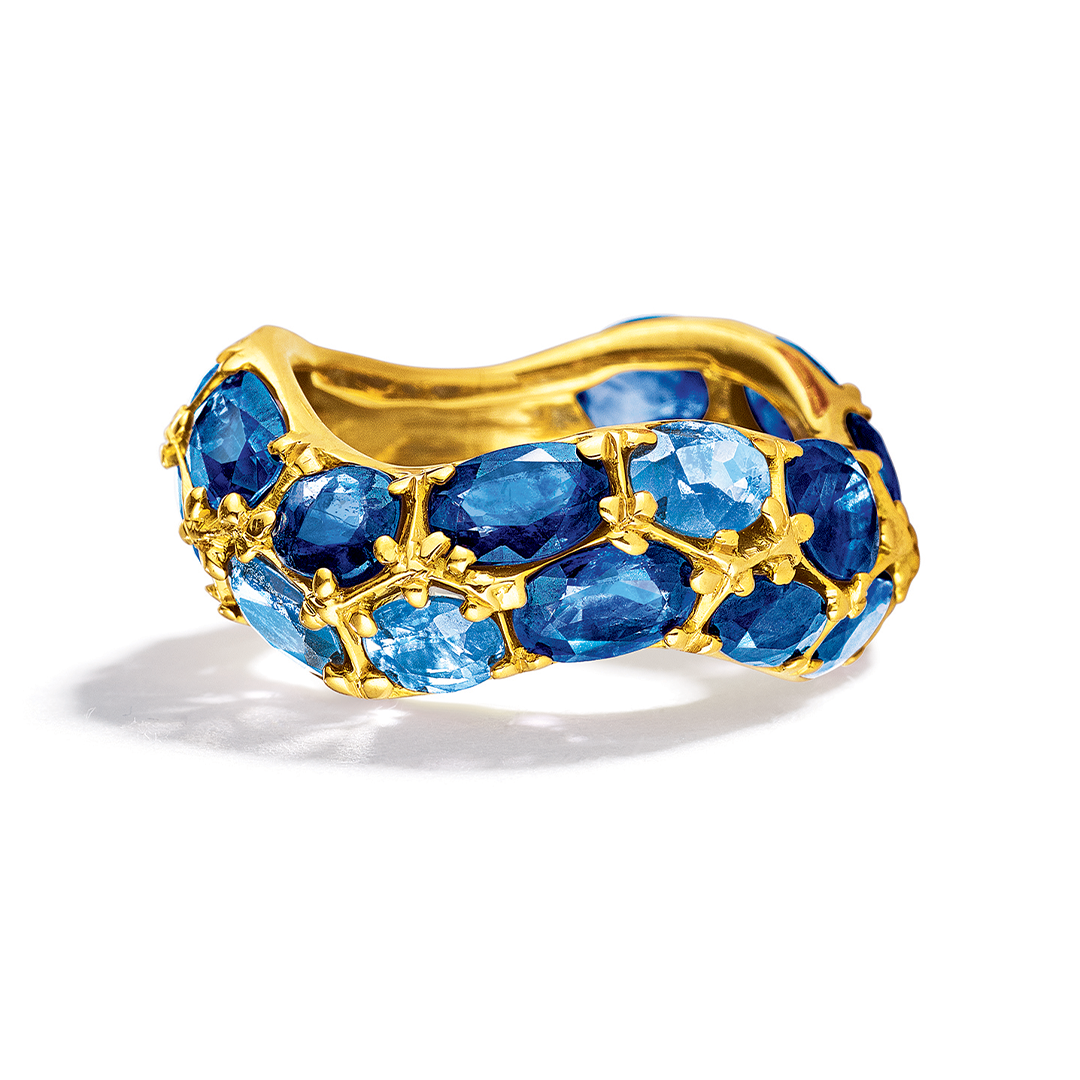 Serti-Couteau Wave Ring_Blue Sapphire