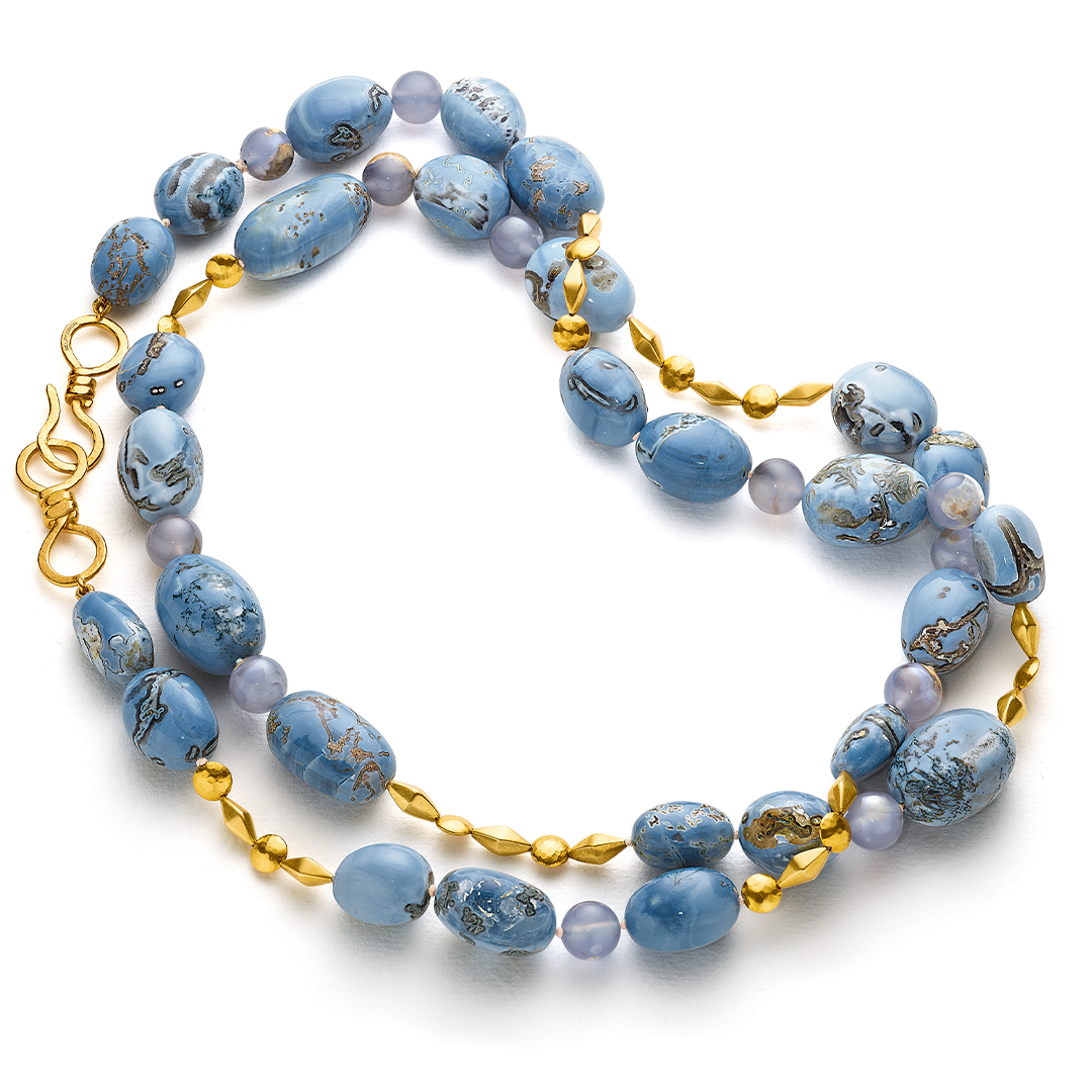 Col de Cygne Bead Necklace_Blue Opal