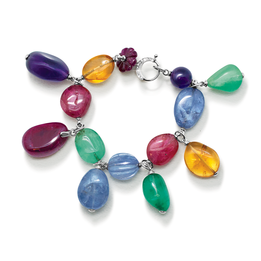Charm Bracelet in colored gemstones