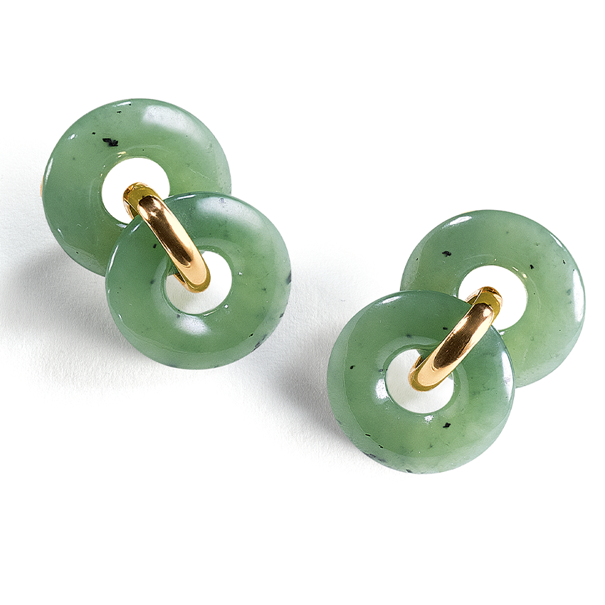 Wai Gu earclips in green jade