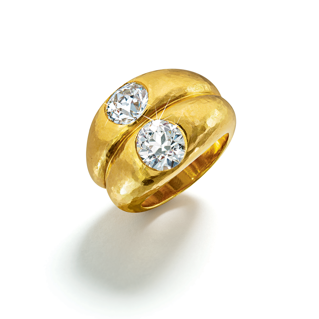 Twin ring in gold and diamond