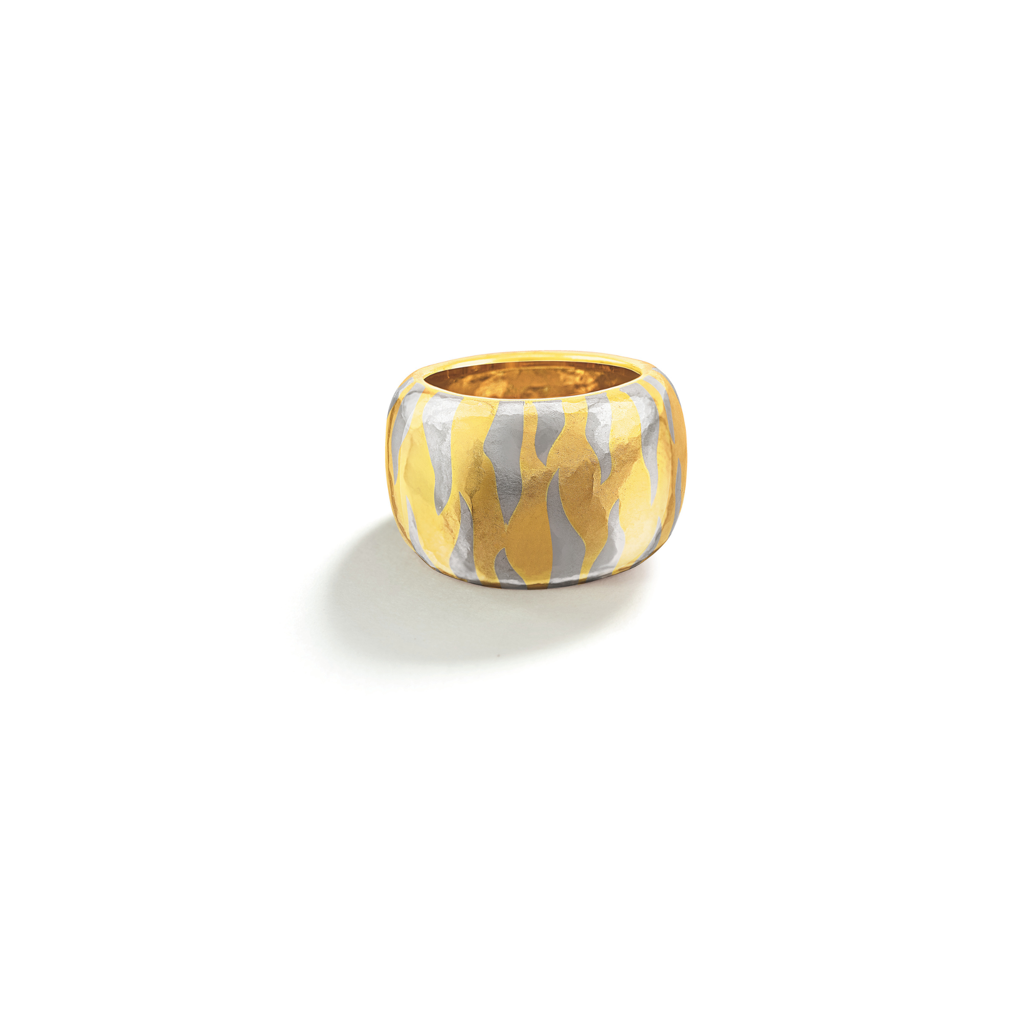 Belperron Tiger Band Ring in 22k yellow gold with gray gold stripes
